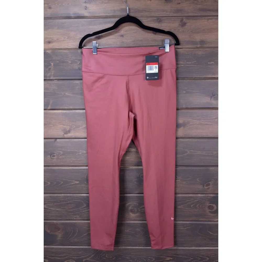 Nike One Dri-FIT Women's Leggings Pink Size L Mid Rise 7/8 Tight Fit NWT